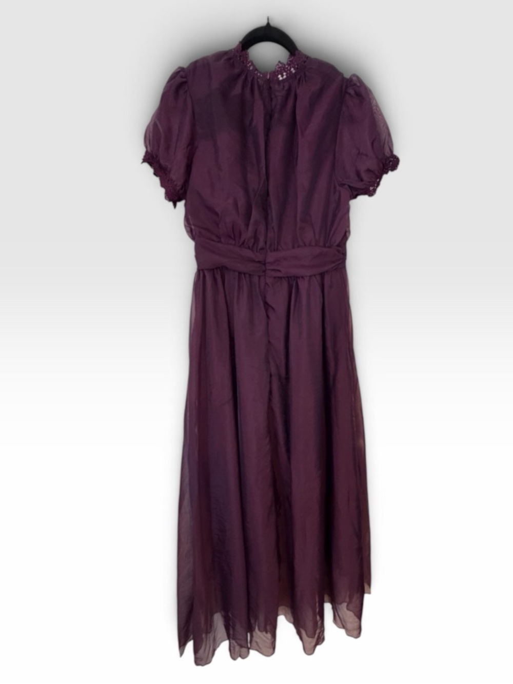 Deep Plum Dress with Lace Trim - Picture 4 of 8
